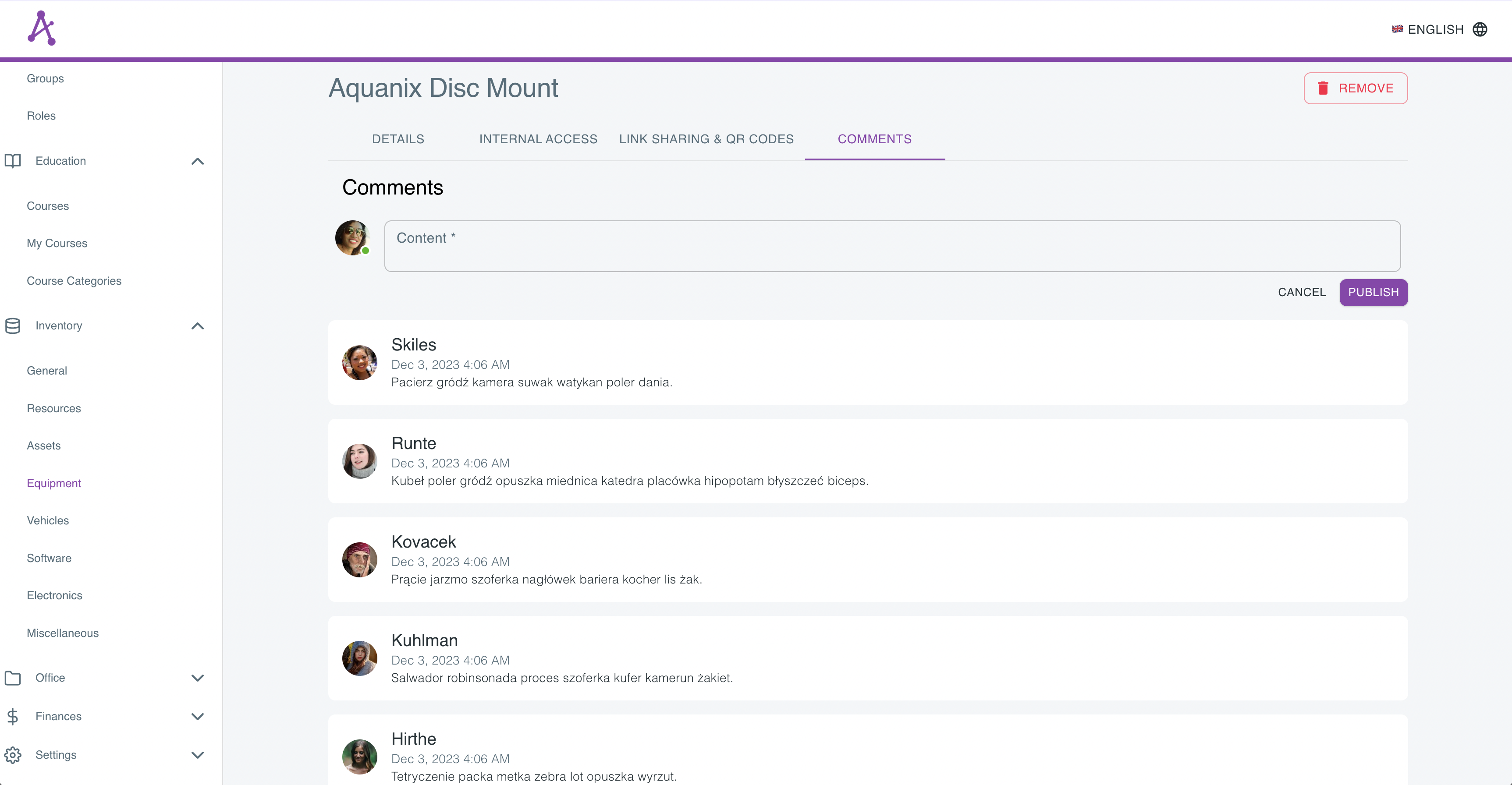 Dialog between several users in a comment section